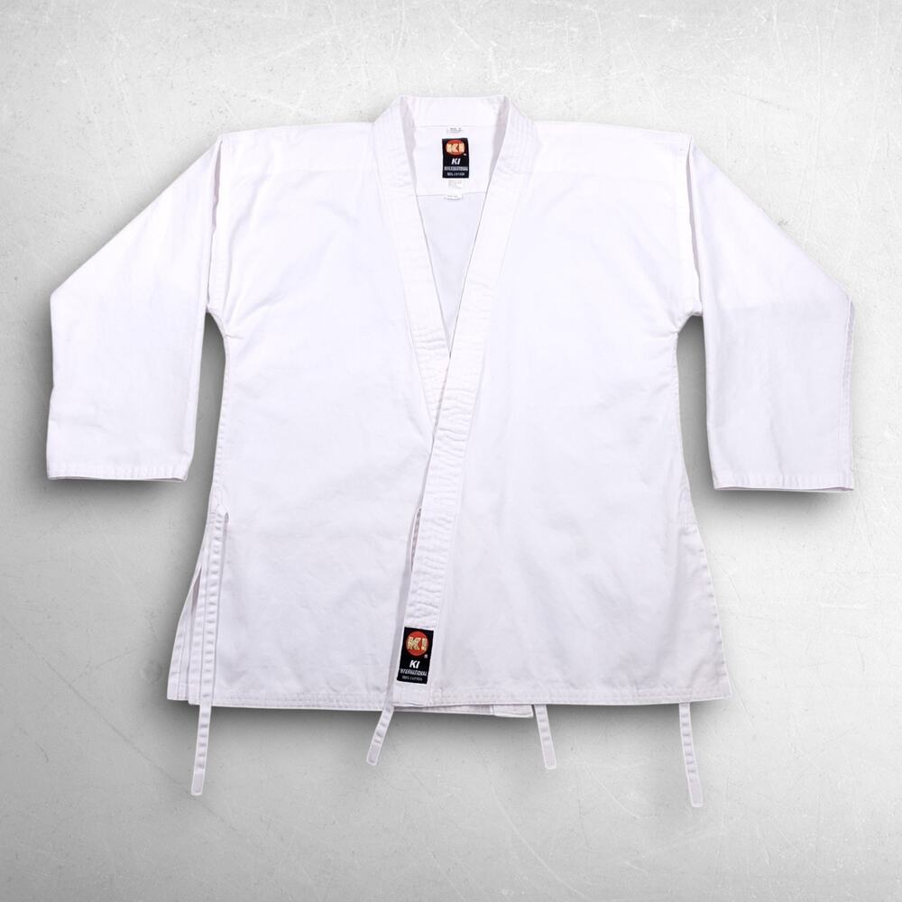 KI International Karate GI Jacket Top Unisex 4 White Heavyweight Cotton KR-98
